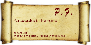 Patocskai Ferenc névjegykártya